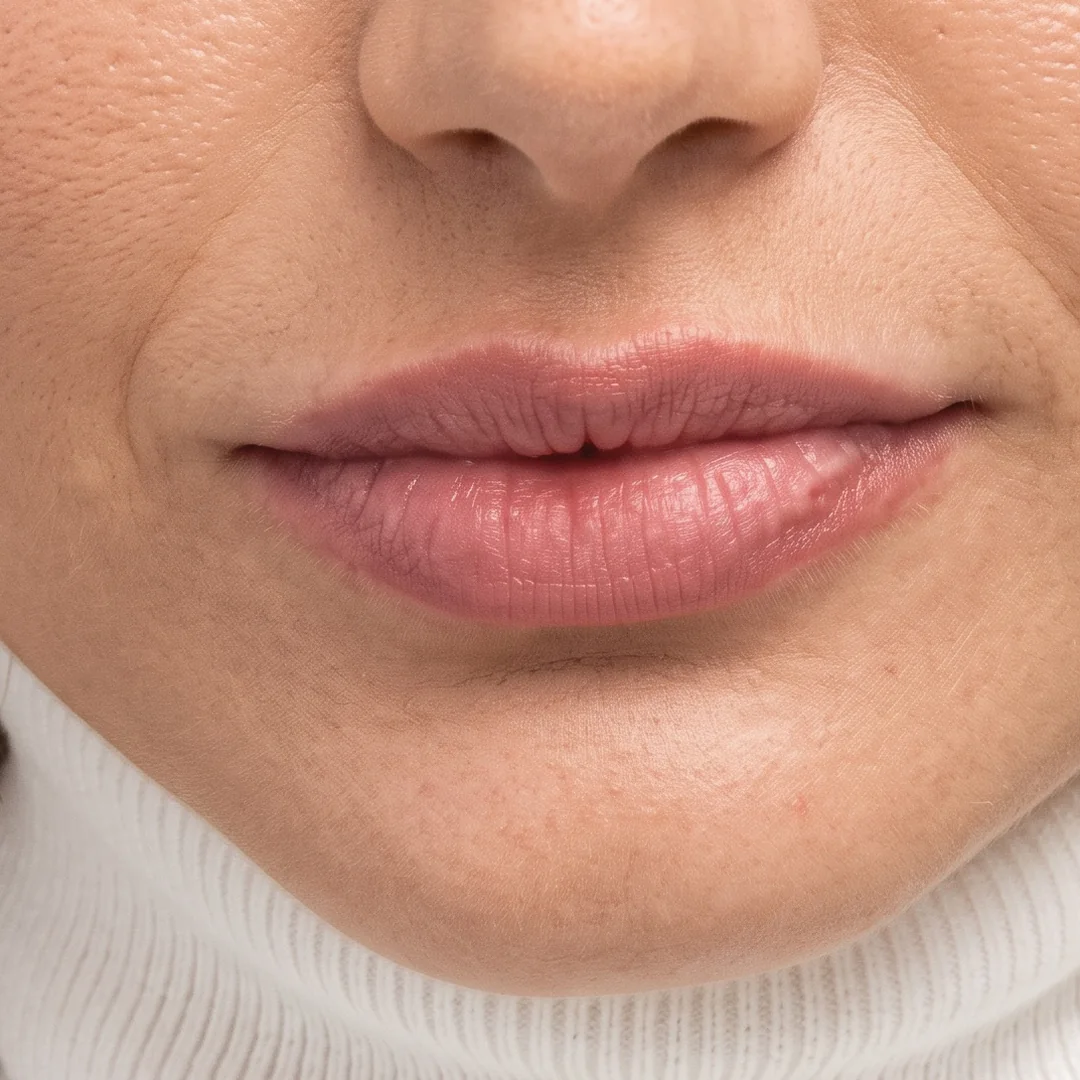 Before hyaluronic acid lip filler: thin natural lips